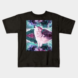 Trippy Psychedelic Wolf In Space Kids T-Shirt